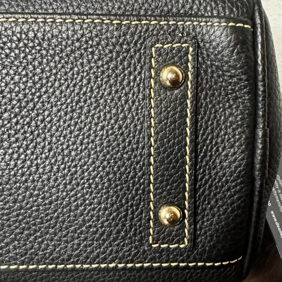 NEW! Dooney & Bourke Black Leather Tassel. Shoulder Bag with Gold Accents - Picture 4 of 9